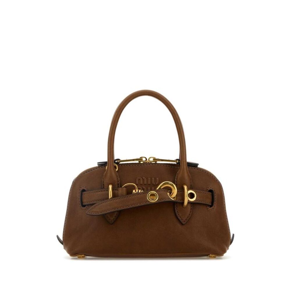 Miu Miu Women Caramel Leather Mini Aventure Handbag